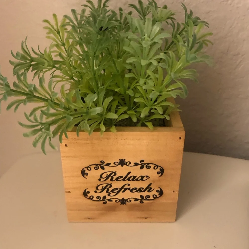 Relax Refresh Faux Lavender in Wooden Planter - Green